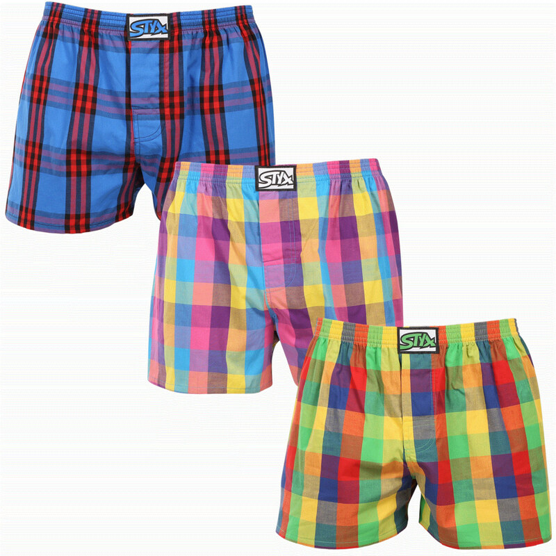 3PACK pánské trenky Styx klasická guma nadrozměr vícebarevné