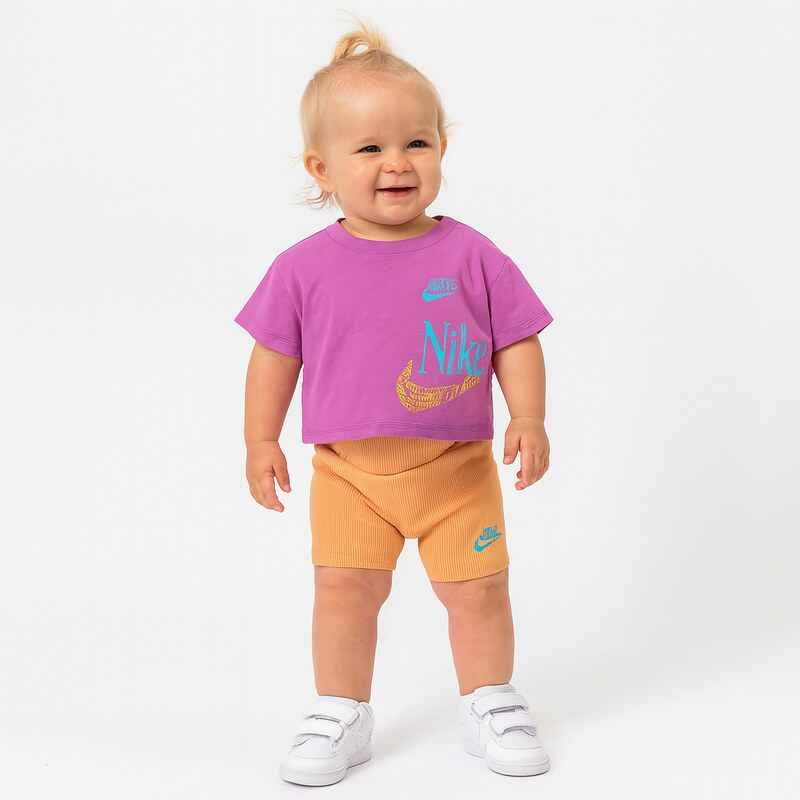 Nike kids girl wild flower boxy tee short APRICOT