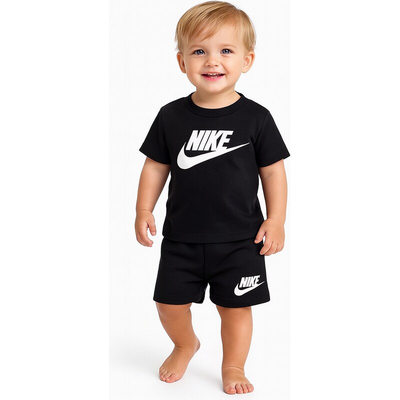 Nike kids club tee and short set BLACK