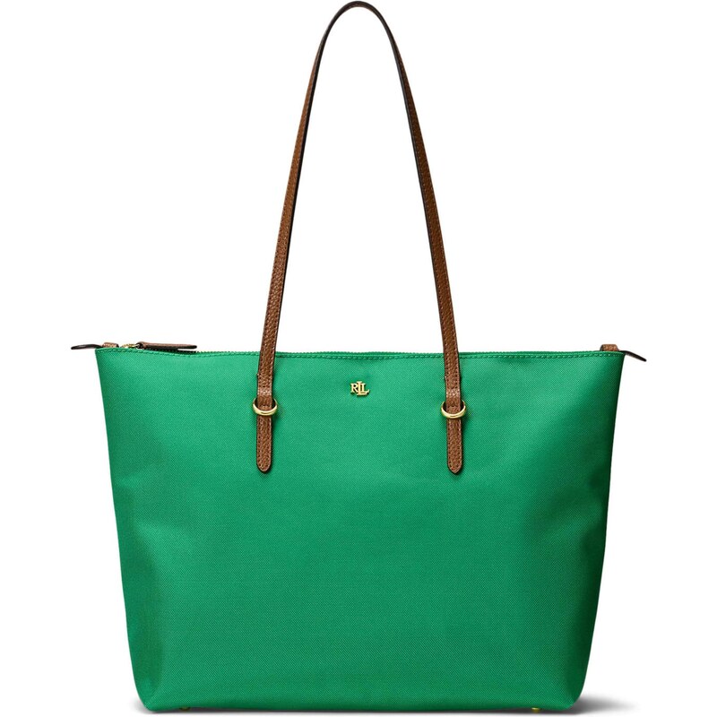 Lauren Ralph Lauren Nákupní taška KEATON kaštanově hnědá / smaragdová 111072656