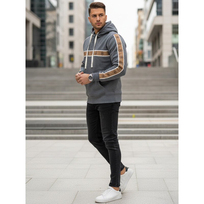 DStreet Stylová pánská mMikina s kapucí