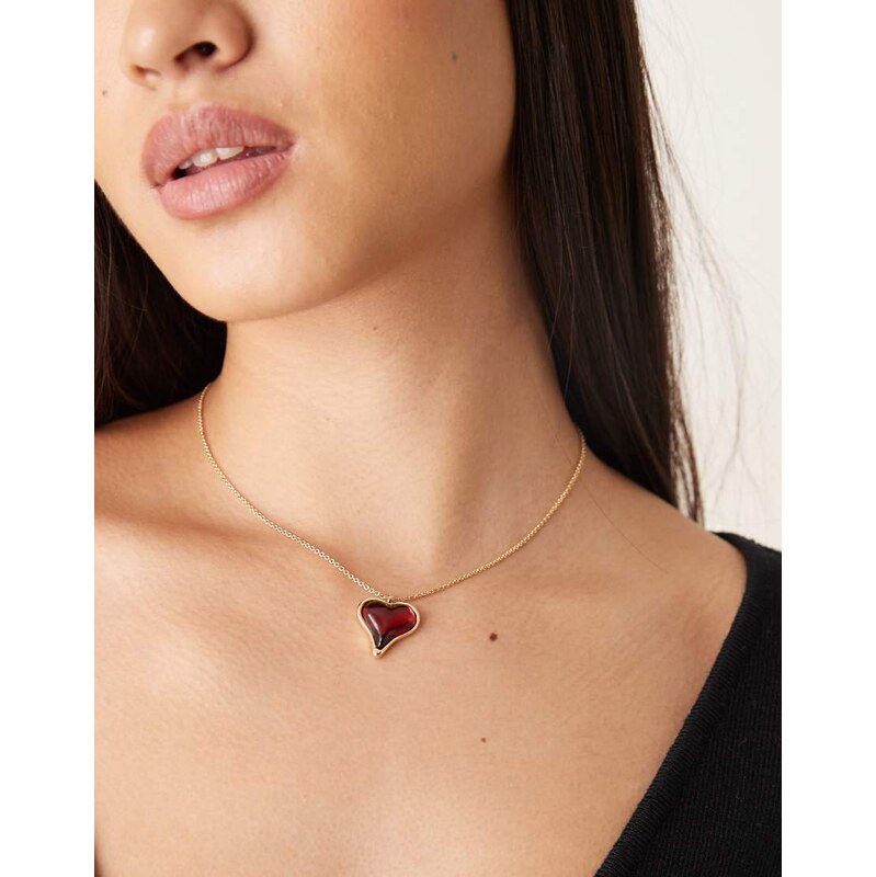 ASOS DESIGN necklace with heart pendant in gold tone 115516684