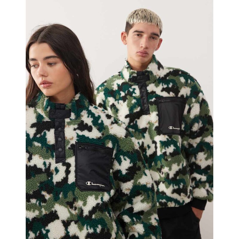Champion unisex quarter snap fleece in camo print-Multi 113436044