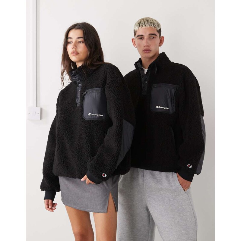 Champion unisex quarter snap fleece in black 111167984