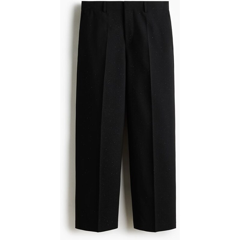 H&M - Třpytivé elegantní kalhoty Loose Fit - Černá/Třpytivá