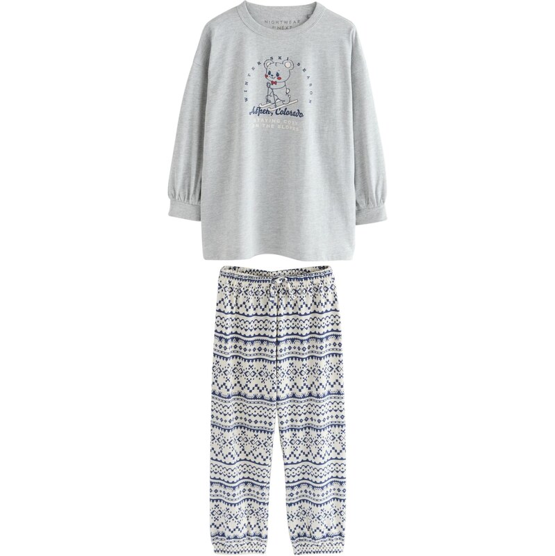 Next Pyžamo Fairisle modrá / šedý melír / bílá