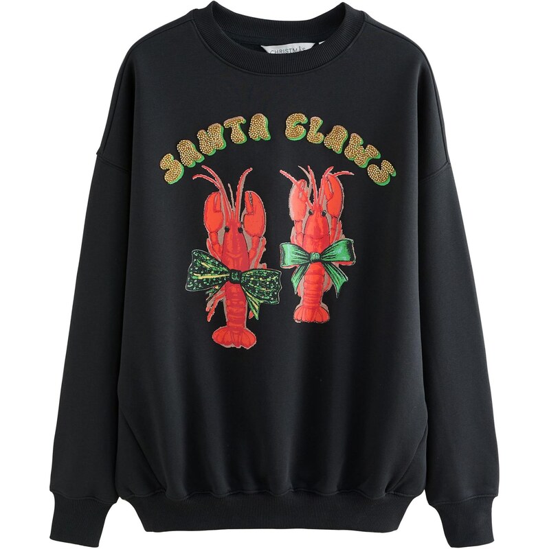 Next Mikina Santa Hummer zlatá / zelená / humrová / černá
