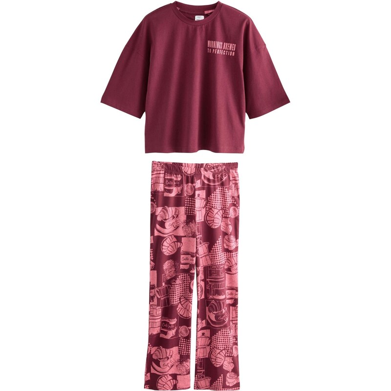 Next Pyžamo růžová / burgundská červeň