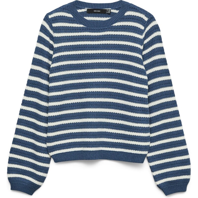 VERO MODA Svetr VMGORGEOUS modrá džínovina / bílá
