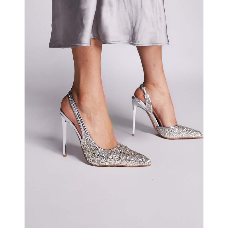 SIMMI Shoes Simmi London Hollie slingback heeled pumps in silver 111141821