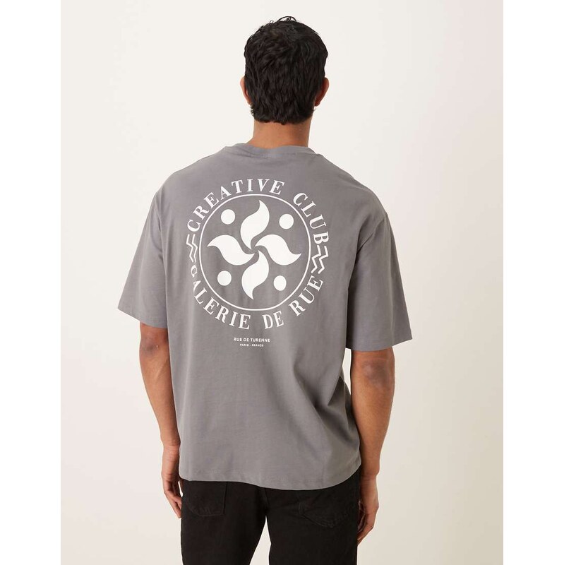 Selected oversized t-shirt with creative club back print in