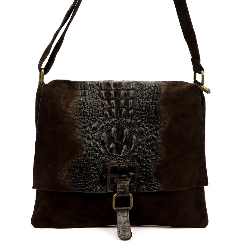 Kožená crossbody kabelka Luka 26-076 tmavě hnědá
