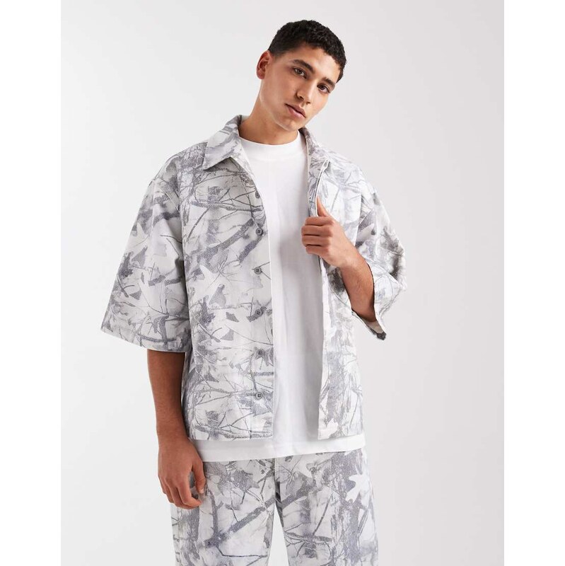 ASOS DESIGN co-ord denim shirt in camo-Multi