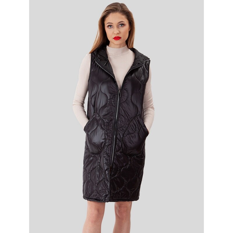PERSO Womans Womens long quilted vest with pockets