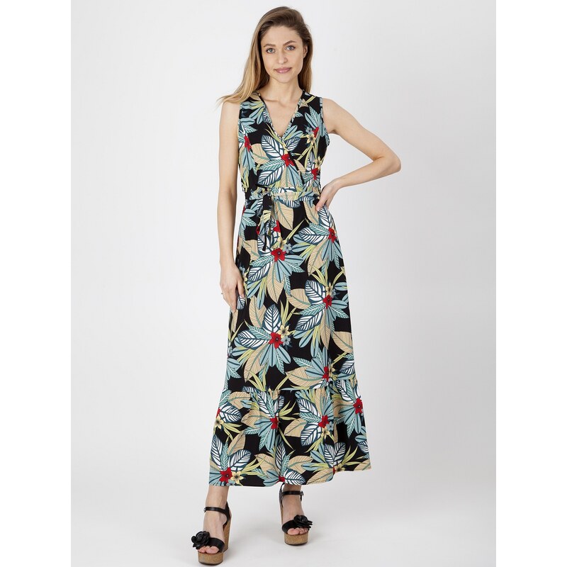 PERSO Womans Long light womens dress with a floral motif 111103017