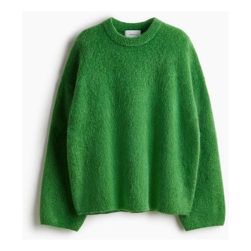 H&M - Oversized svetr z mohérové směsi - Zelená
