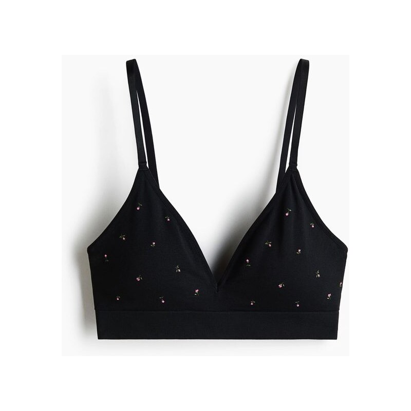 H&M - Bezešvá vyztužená měkká podprsenka - černá 111124398