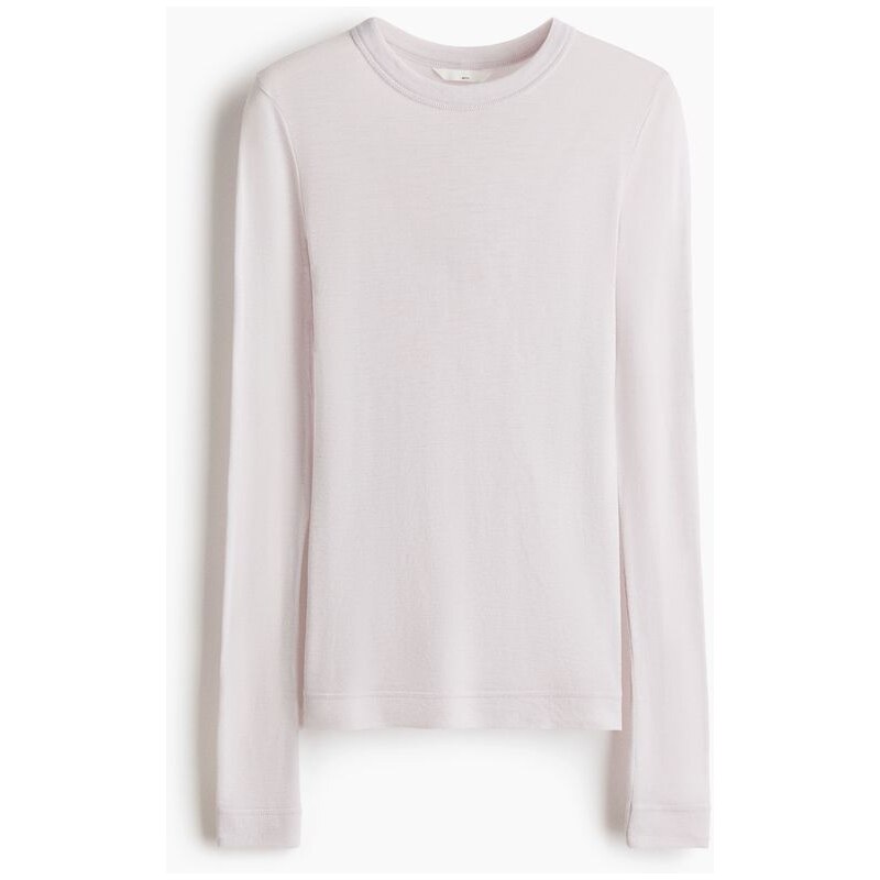 H&M - Top z jemného vlněného úpletu - Bledá Šedobéžová