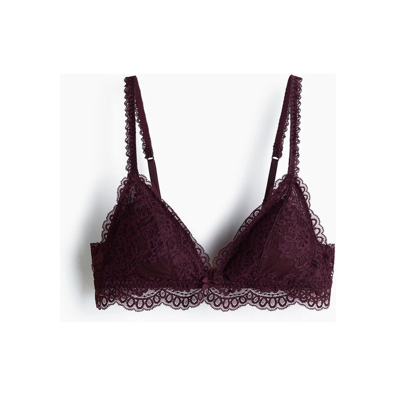 H&M - Měkká vyztužená krajková podprsenka - červená 111124432