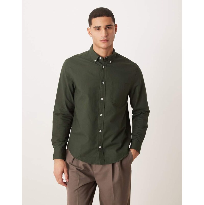 ASOS DESIGN regular fit oxford shirt in dark green