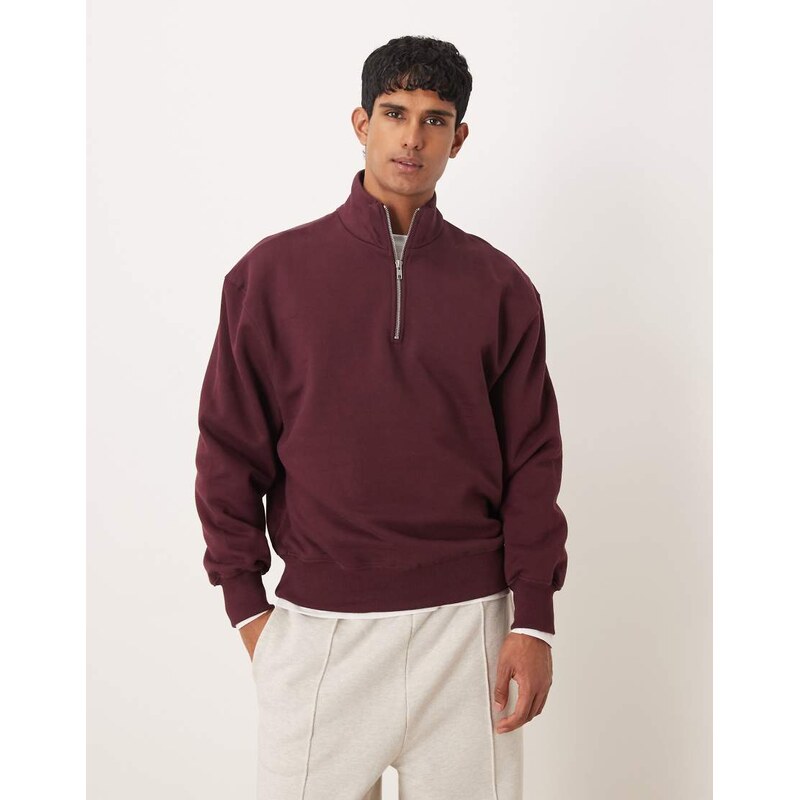 ASOS DESIGN premium heavyweight oversized quarter zip sweatshirt