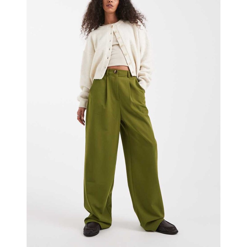Miss Selfridge tailored wide leg trouser in forest green 115512039
