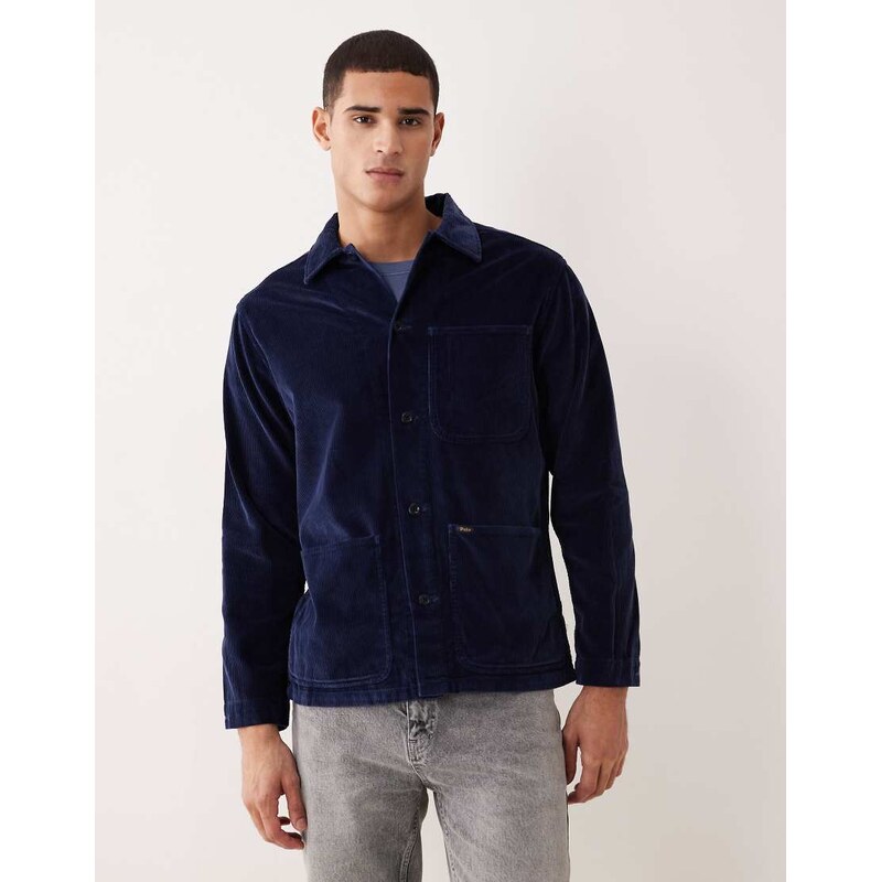 Polo Ralph Lauren Osbars zip front cord overshirt in navy
