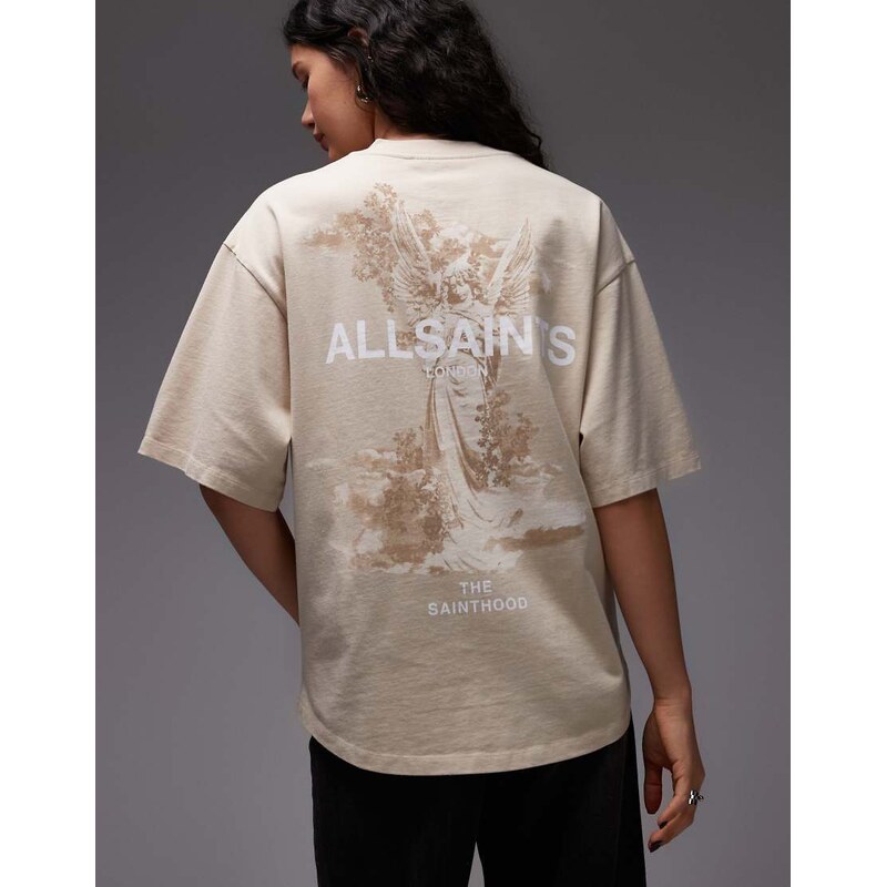 AllSaints Guardian Amelie graphic logo t-shirt with back print in 111131851
