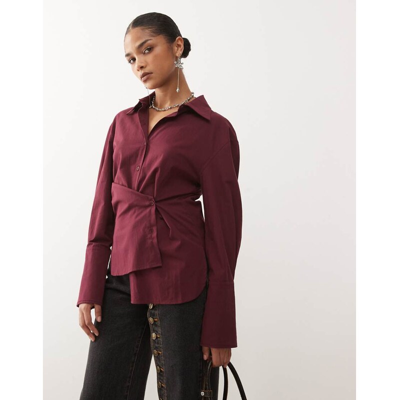 Lioness Sydney collar detail multiway button front cinched waist shirt 111148611