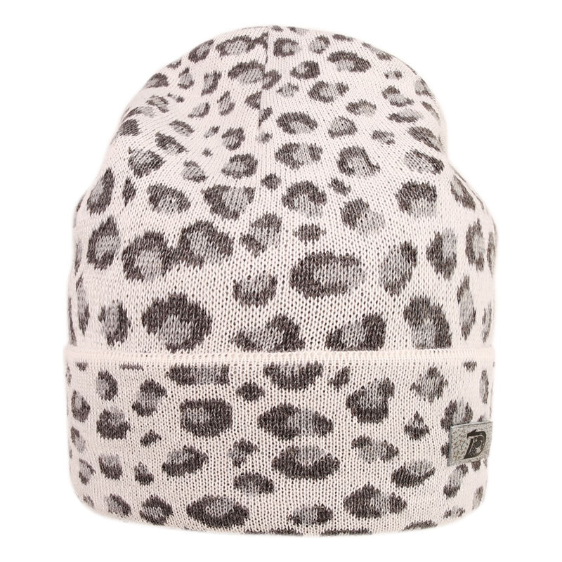 Merino pletená čepice Dráče - Urban 16, bílá / šedá - leopard 117160799