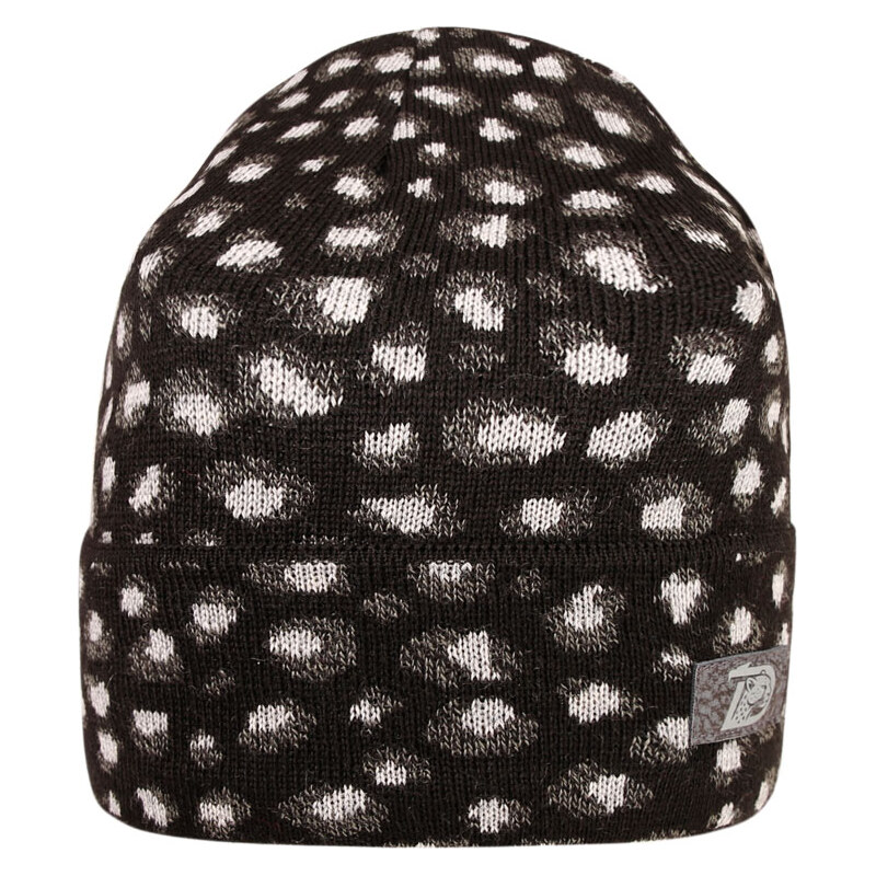 Merino pletená čepice Dráče - Urban 25, černá / šedá - leopard 117160800