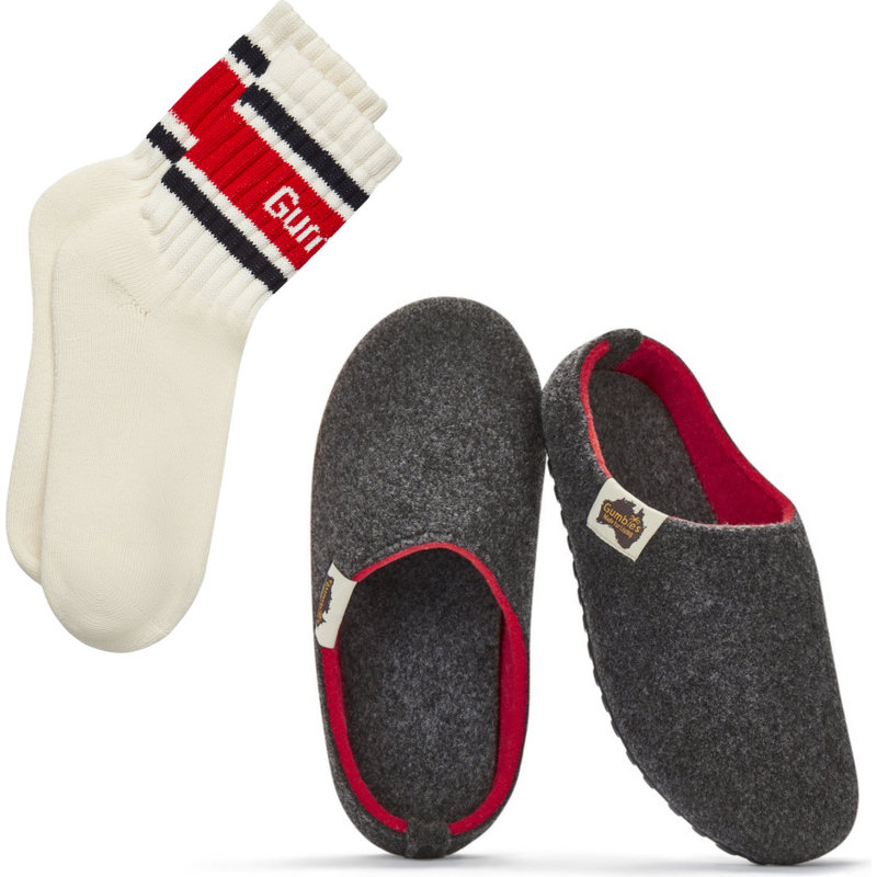 Gumbies Set Bačkory Outback Charcoal Red + PONOŽKY