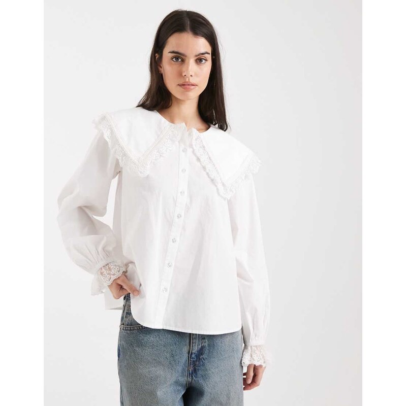 Miss Selfridge lace collar blouse in white 111141778