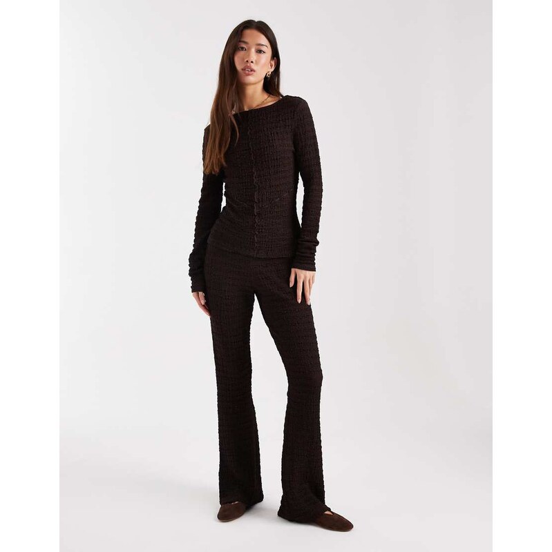 ASOS DESIGN mix & match textured high waist flare trousers in