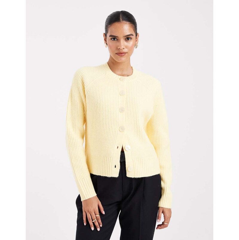 Threadbare crew neck cardigan in lemon yellow 115515540