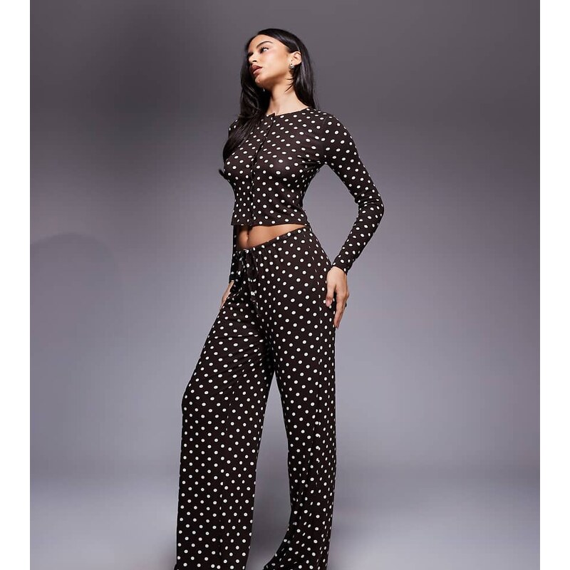 Kaiia exclusive super soft jersey drawstring trousers co-ord in brown 115640288