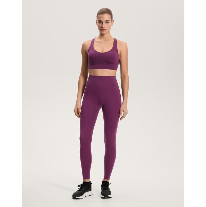 OYSHO Basic compressive ankle-length leggings in dark plum-Purple 111133479