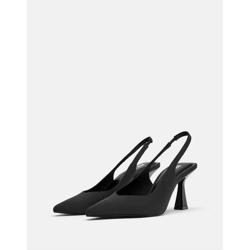 Pull&Bear Nylon-effect high-heel shoes in black