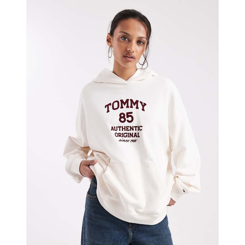 Tommy Jeans oversized 85 hoodie in ecru-White