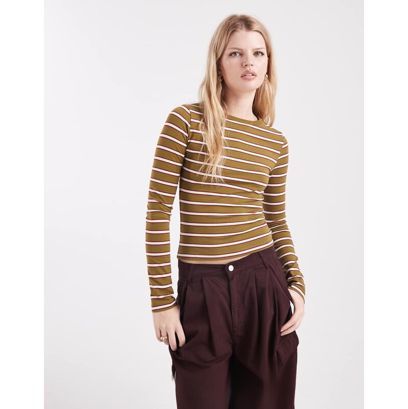 Miss Selfridge stripe long sleeve top-Multi