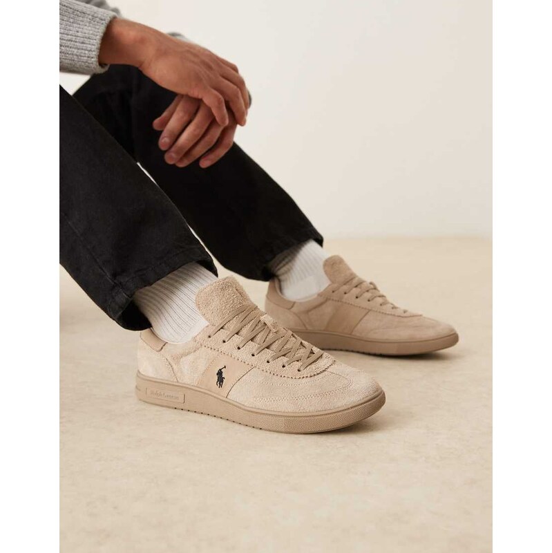 Polo Ralph Lauren suede trainer in stone-Neutral