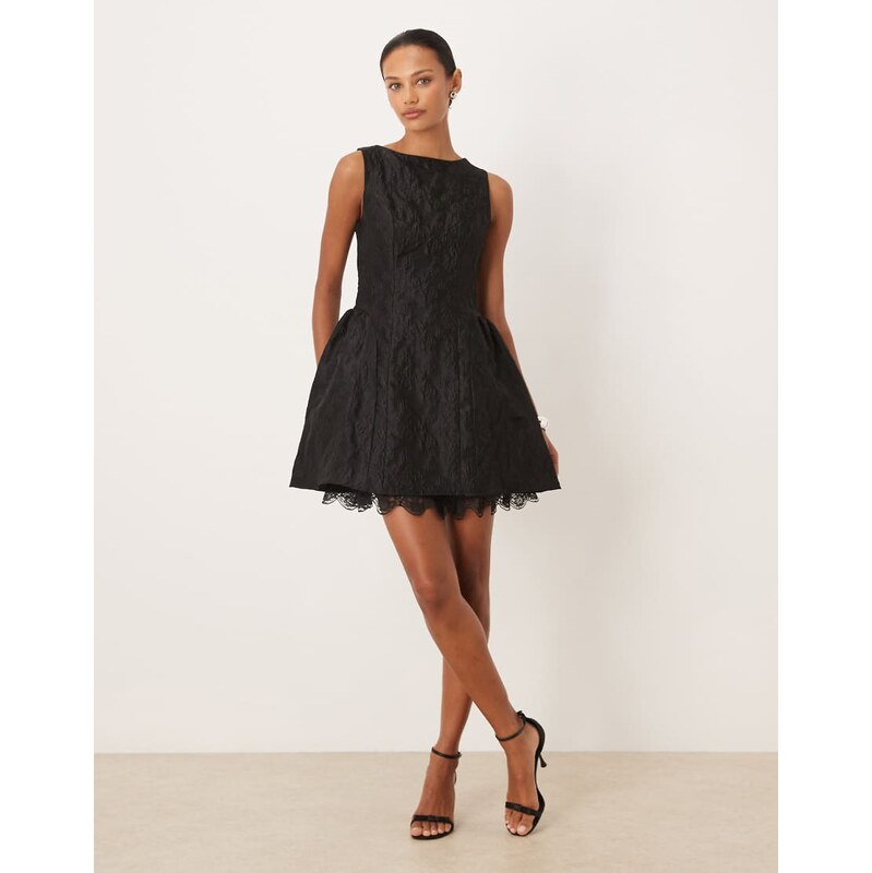 Sister Jane Screenplay jacquard boat neck volume lace underskirt