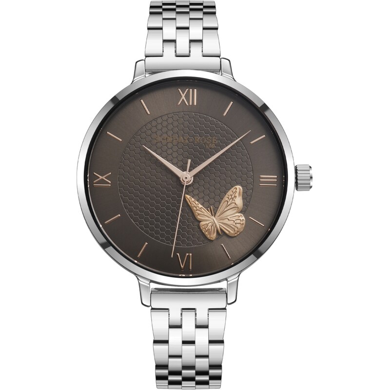 SUNDAY ROSE Dámské stříbrné luxusní designové hodinky SUNDAY