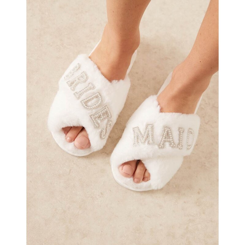 Be Mine Bridesmaids slippers in ivory-White