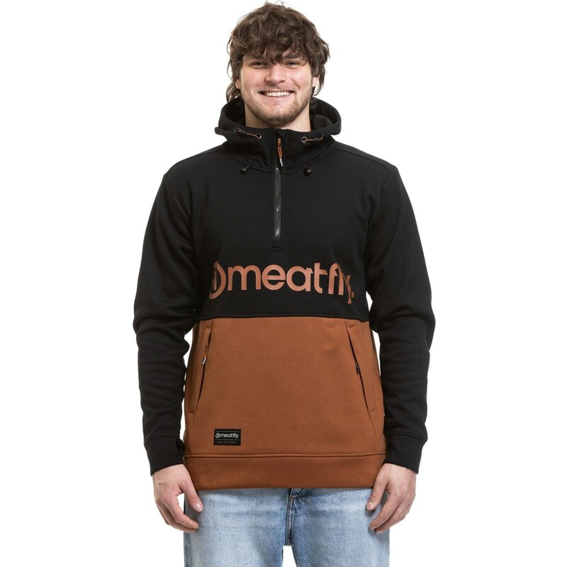 Meatfly pánská technická mikina Tason Black / Brown Sugar |