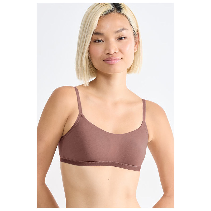 Sloggi Podprsenka organic GO Daily Cotton TOP bez zapínání hnědá