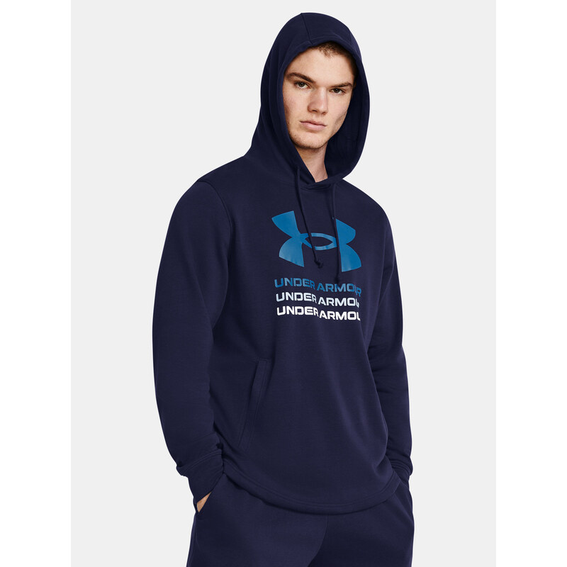 Under Armour MMikina UA Rival Terry Graphic Hood-BLU - Pánské
