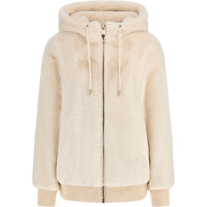 Dámská Bunda GUESS LUCREZIA FAUX FUR LOGO JACKET W5BL66W3890-G012 – Béžová