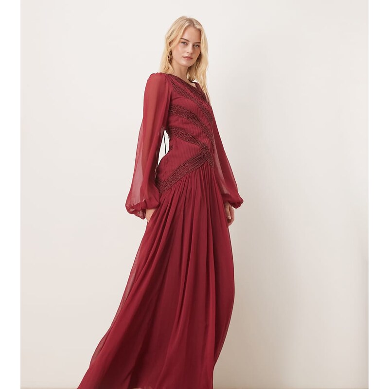ASOS Tall ASOS DESIGN Tall long sleeved asymmetric neckline maxi dress 115515019