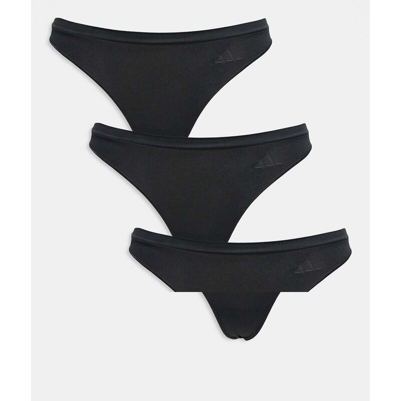 Adidas seamless 3 pack thong in black 115519152